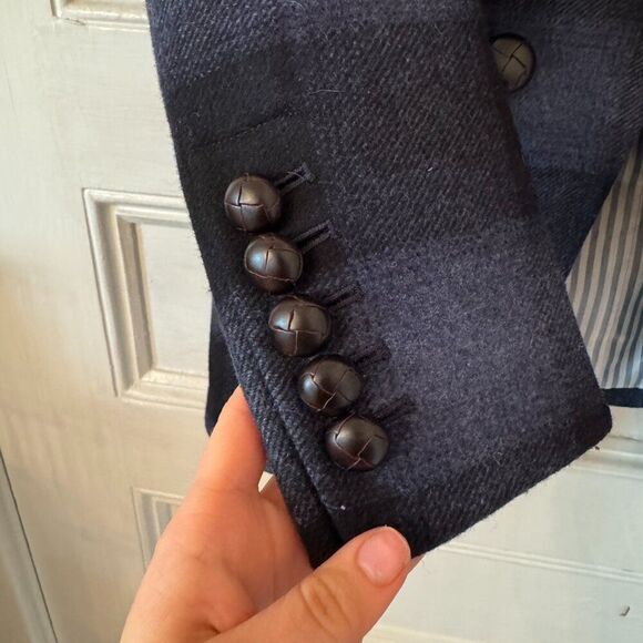 Veronica Beard Matteo Blue and Black Plaid Long Dickey Blazer Jacket - Picture 11 of 16